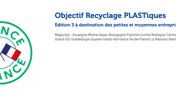 ORPLAST - Objectif Recyclage PLASTiques Edition 3 à destination des PME